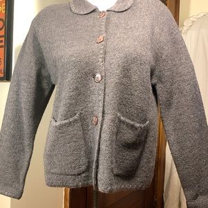 SQUAW VALLEY GRAY WOOL CARDIGAN SWEATER MADE IN HONG KONG